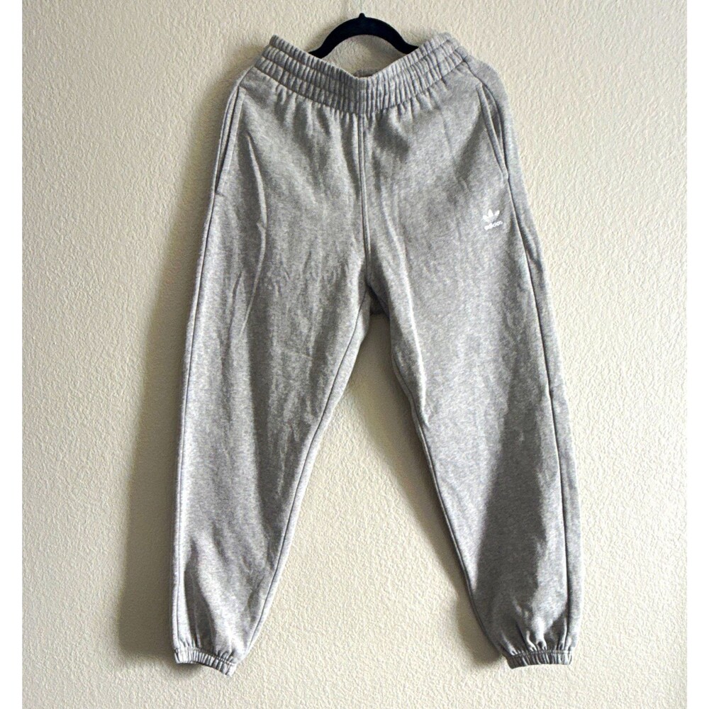 adidas Originals Gray Cotton Fleece Jogger Pants Men's S Drawstring ODY001